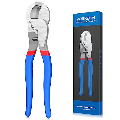 VORXEON 10 Inches Cable Cutter, Heavy Duty Large High Leverage Cutter Tool for Aluminum Copper Wire Communications Cable