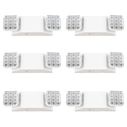 Sunco Lighting Emergency Lights Commercial Emergency LED Flood, Lights for Power Outages Backup Battery (180 Minutes) Wall Mount Hard Wired 120-277V Fire Resistant (UL 94V-0) 6 Pack