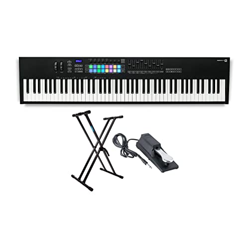 Novation Launchkey MK3 88-Key USB MIDI Ableton Keyboard Controller Bundle with Keyboard Stand and Sustain Pedal (3 Items)