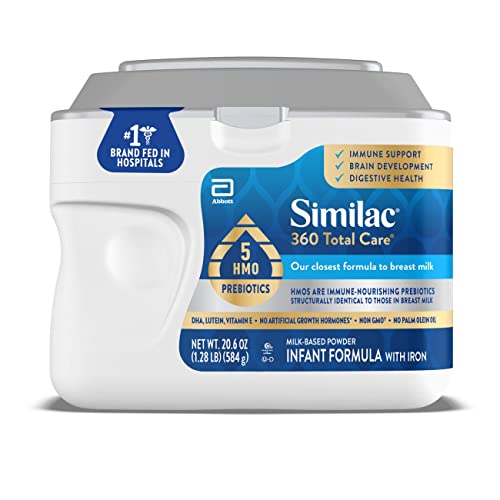 Similac 360 Total Care* Infant Formula, Has 5 HMO Prebiotics, Our Closest Prebiotic Blend to Breast Milk, Non-GMO,‡ Baby Formula Powder, 20.6-oz Tub
