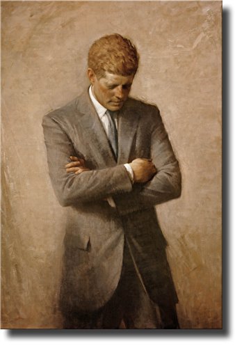 John F. Kennedy Full Portrait, JFK Wall Picture Art on Stretched Canvas, Ready to Hang! (11' x 14')