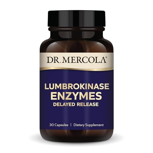 Dr. Mercola Lumbrokinase Enzymes Delayed Release, 30 Servings (30 Capsules), Dietary Supplement, Supports Cardiovascular and Cognitive Health, Non-GMO