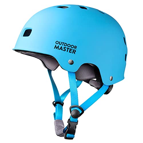 OutdoorMaster Skateboard Cycling Helmet - Two Removable Liners Ventilation Multi-Sport Scooter Roller Skate Inline Skating Rollerblading for Kids, Youth & Adults - M - Blue