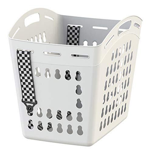 United Solutions Hands-Free Laundry Tote with Adjustable and Removable Strap, Easy to Carry Plastic Laundry Hamper with Ventilated Design, Lightweight, Large Capacity, White