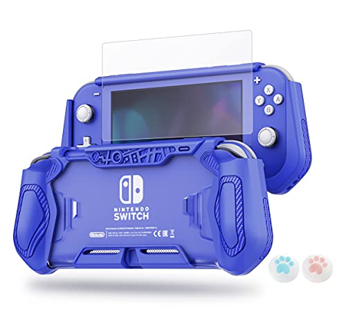 Switch Lite Protective Case for Nintendo, LeyuSmart Daily Gift (Ergonomic /Sturdy /Full Protection) Gift Idea with HD Screen Protector & Thumb Grip Caps for Family Happy Hours, Blue