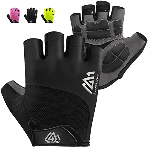 Tanluhu Bike Gloves Cycling Gloves Moutain Bike Gloves - Anti-Slip Shock-Absorbing Padded Breathable Half Finger Road Biking Glove for Men Women