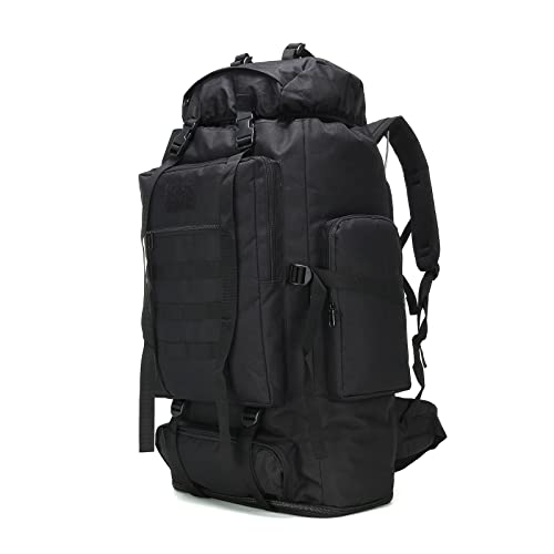 WintMing Camping Hiking Backpack Expandable 70L/100L Molle Rucksack Waterproof Traveling Daypack Frameless (upgrade-100L-Black)