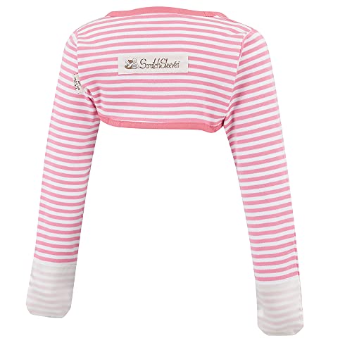 ScratchSleeves | Little Girls' Stay-On Scratch Mitts | Stripes | Pink and Cream | 3-4y