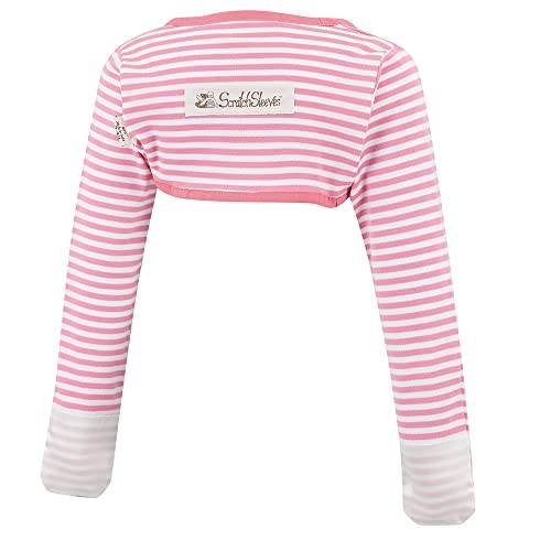 ScratchSleeves | Little Girls' Stay-On Scratch Mitts | Stripes | Pink and Cream | 3-4y