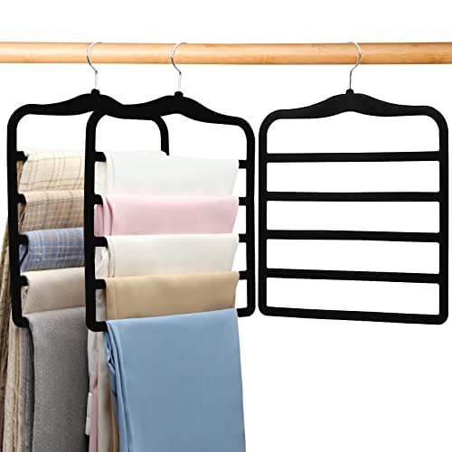 Closet Organizers and Storage,3 Pack Organization and Storage Pants-Hangers-Space-Saving,Velvet Hanger for Dorm Room for College Students Girls Boys Guys Hanging Jean Scarf