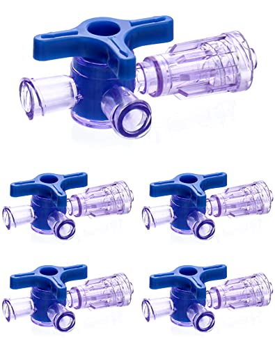 QWORK 3-Way Stopcocks with Luer Connection, Medical Injection Stopcock, Sterile, 5 Pack