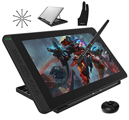 HUION KAMVAS 13 Drawing Tablet with Screen, 13.3' Full-Laminated Graphics Tablet with Battery-free Pen, Adjustable Stand, 8 Hot Keys for Drawing/Design/Photo Editing, Work with Mac, PC & Mobile, Black