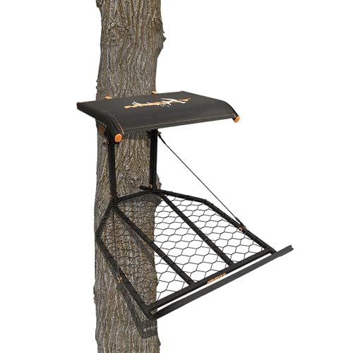 Muddy MUD-MFP1200 The Boss Lightweight XL Wide Stance Steel Hang On 1 Person Deer Hunting Tree Stand Platform with 300 Pound Weight Capacity