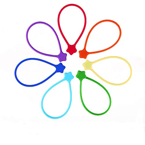 Fironst Reusable Silicone Twist Ties, 7.48'' Magnetic Cable Ties with Strong Magnet for Organizing Cables, Hanging Stuff, USB Cords, Fridge Magnets, Book Markers, or Just for Fun (7Colors, 7 Pack)