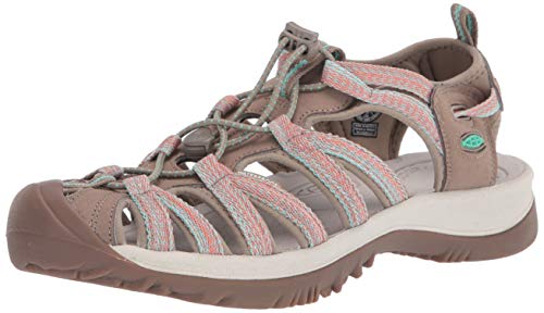 KEEN Women's Whisper Closed Toe Sport Sandals, Taupe/Coral, 9.5 US