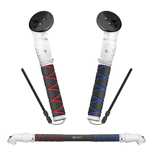 AMVR Handle Attachments Compatible with Meta/Oculus Quest 3 Accessories,Beat Saber Handles, VR Gorilla Tag Long Arms Extension Grips,for Quest 3 Golf Club Attachment,Enhance VR Game Experience(3-in-1)