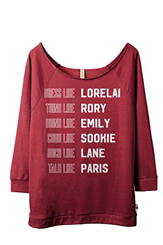 Thread Tank Be Like Gilmore Girl Slouchy Sweatshirt for Women with 3/4 Long Sleeves, Cute Oversized Raglan Pullover Maroon