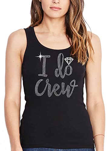 Bachelorette Shirts - Rhinestone Diamond I Do Crew Tank Top - Bridal Party Tanks - X-Large - Black Tank(DiamCrew RS) Blk/XL