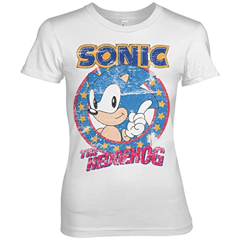 Sonic The Hedgehog Officially Licensed Women T-Shirt (White), Small