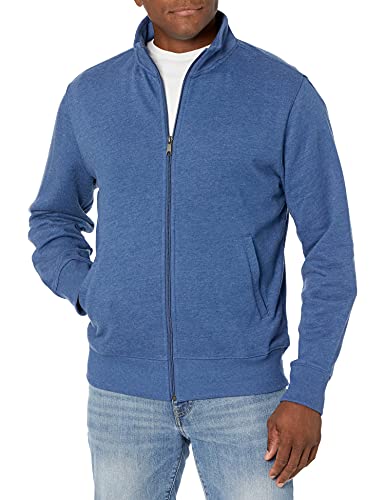 Amazon Essentials Men's Full-Zip Fleece Mock Neck Sweatshirt, Blue Heather, X-Large