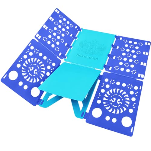 BoxLegend Version 3 Shirt Folding Board t Shirts Clothes Folder Durable Plastic Laundry folders Folding Boards Helper Tool for Adults and Children (Blue & Turquoise)