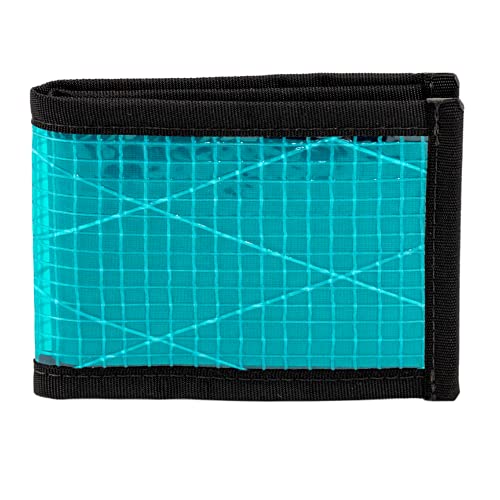 Flowfold Recycled Sailcloth Wallets - Vanguard Bifold Wallet, Front Pocket Wallet, Slim Minimalist Wallets Made in USA (Cyan Sailcloth)