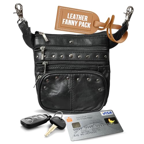 Leg Bag For Women - Leather Leg Purse Thigh Bag by Bayfield Bags - Waist Pack For Women - Our Motorcycle Leg Bag Makes A Great Leather Belt Pouch For Day Trips