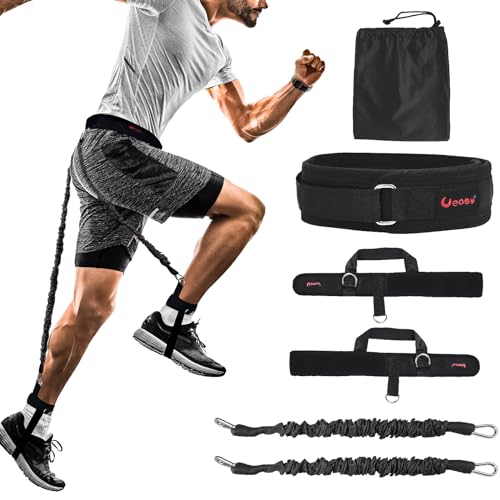 Ueasy Vertical Jumping Trainer Jump Resistance Bands System Horizontal Leaping Fitness (Black-60pounds)