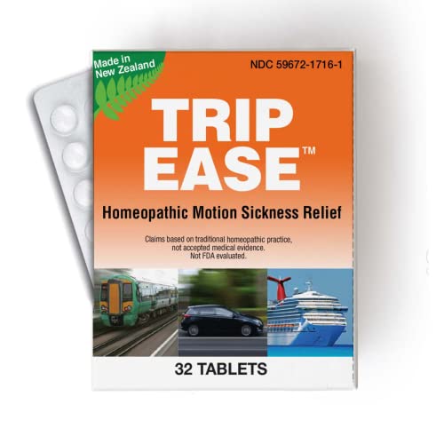 Trip Ease Travel Sickness Tablets, Cruise Essentials, Nausea Relief, Vertigo Relief, Anti-Nausea, Motion Sickness Tablets for Car and Boat Rides, Airplane Trips (32 Tablet pack)