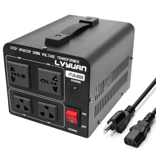 Yinleader 2000W Voltage Converter Transformer(110V to 220V OR 220V to 110V) 2000 Watt Step Up/Down Converter 110/120 Volt - 220/240 Volt w/US Power Cord,Circuit Breaker Protection (VTUS-2000)