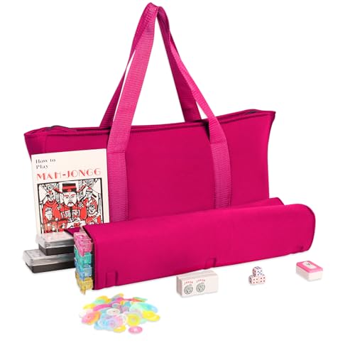 ZGME American Mahjong Set,166 Premium White Tiles with Red Soft Bag and Accessories,4 All-in-One Mahjong Racks with Pushers,Complete Western Mah Jongg,Mah-Jongg,Ma Jong Set