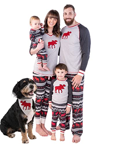 Lazy One Cabin Moose Family Matching Christmas Pajamas Set, Matching Christmas PJs for Family, Baby & Kids, Teens, Adult, Dog Pajamas