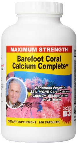 Barefoot Coral Calcium Complete 1500mg, 240 Capsules- Coral Calcium Supplement Developed by Bob Barefoot- Supports Overall Health & PH Levels- Contains Calcium, Magnesium, & Vitamins