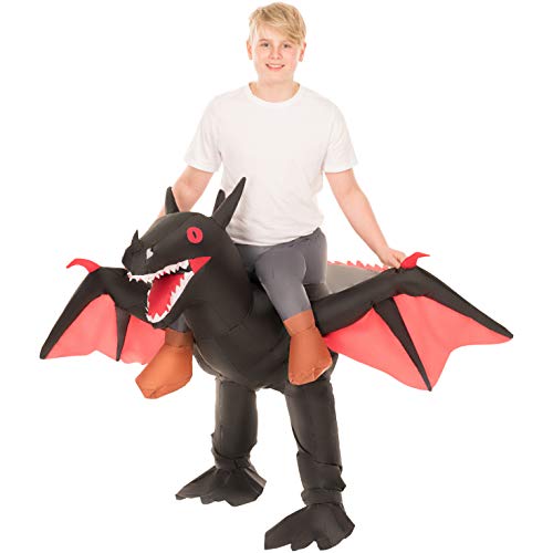 Morphsuits Black Inflatable Ride-On Dragon Halloween Costume for Kids, one Size (MCKROIBD)