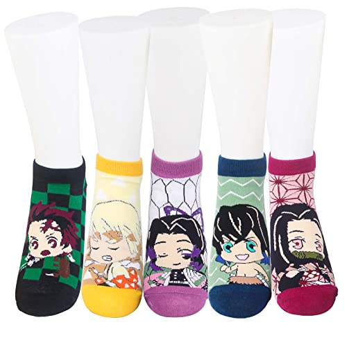 Kinrigse Demon Anime Ankle Socks, Cartoon Casual Cotton Low Cut Socks Anime Funny Cute Ankle No Show Socks Gift for Women Teen Girls