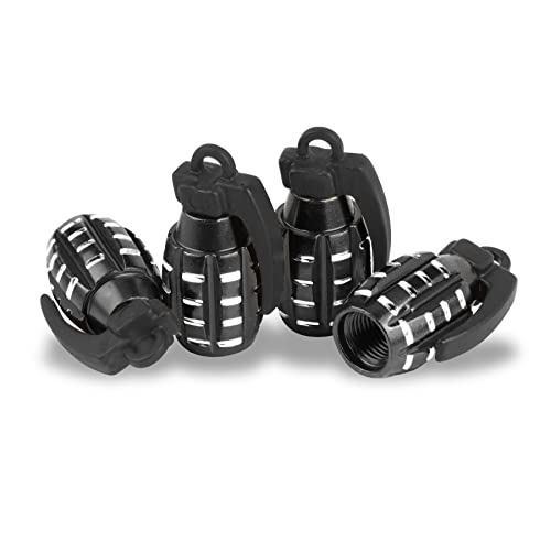 SINGARO Car Tire Valve Stem Cap, Personalized Tire Valve Stem Cap Exterior Accessories, Universal for Car, Truck, SUV, Motorcycle and Bicycle (4PCS Black)