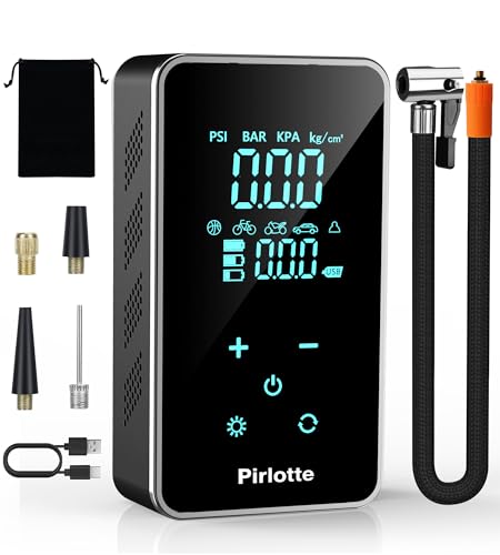 Tire Inflator Portable Air Compressor-Air Pump for Car-18000mAh Electric Air Compressor-Portable Air Pump Cordless-150 PSI Tire Pump with Touch Screen/Gauge/Light for Motorcycle, Bike, Ball (Black)