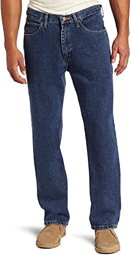 Lee Men's Relaxed Fit Straight Leg Jean, Medium Stone, 38W x 29L
