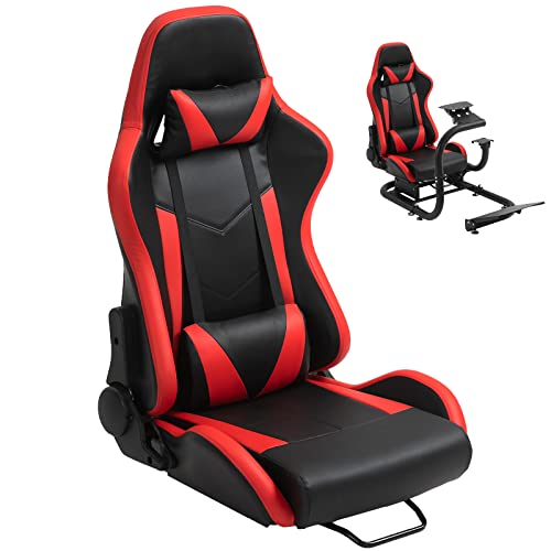 Supllueer Racing Seats Double Slide Rails Universal Racing Seats with Neck Waist Pillows fit Racing Simulator Cockpit Stand,Backrest 170 ° Ergonomic Adjustment,NO Stand