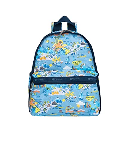 LeSportsac City Retreat Basic Backpack/Rucksack, Style 7812/Color F953, Ultimate New York City & Hamptons/Montauk Iconic Graphic Design: Beaches, Tennis, Boating, Jitney & Bicycling
