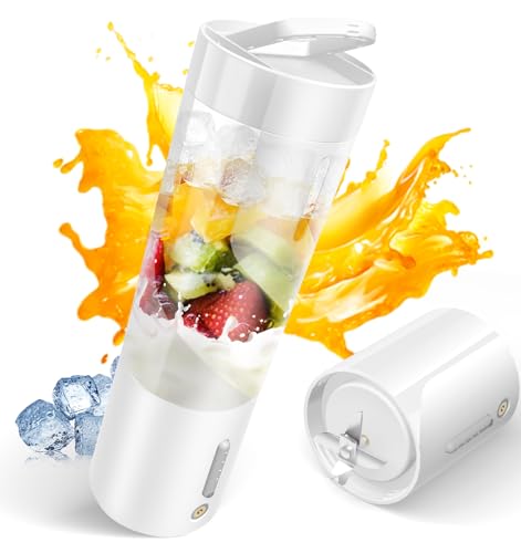 Portable Blender for Shakes and Smoothies, 20000rpm Ultra-Sharp Personal Mini Blender with 6 Blades, 16 Oz BPA Free 4000mAh Rechargeable Electric Blender Bottles for Home, Traveling, Gym, Office