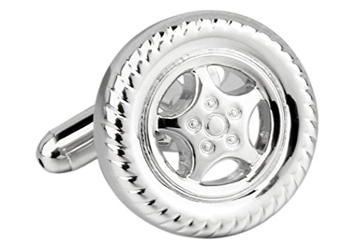 MRCUFF Wheel & Tire Mags Rims Car Auto Racing Race Pair Cufflinks in a Presentation Gift Box & Polishing Cloth