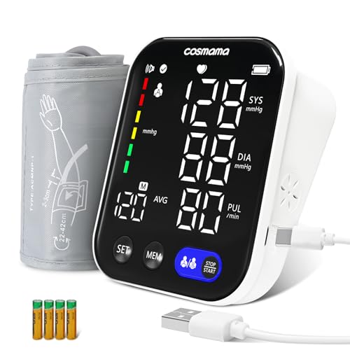 Blood Pressure Monitor,Accurate Automatic BP Machine with 2x120 Reading Memory, LED Large Display with Background Light,Upper Arm XL 8.6'-16.5' Cuff Blood Pressure Monitors for Home Use- Black