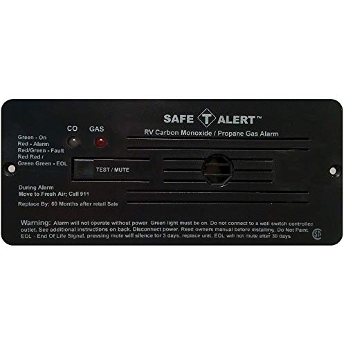 Safe-T-Alert by MTI Industries 35-742-BL Dual LP/CO Battery Powered Alarm - 12V, 35 Series Flush Mount, Black