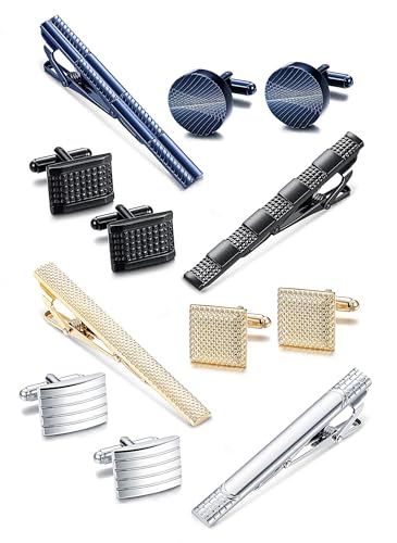 Jstyle Father Day's Gift for Dad Tie Clip and Cufflink Set for Mens Tie Bar Clips Cufflinks Shirt Wedding Business with Gift Box