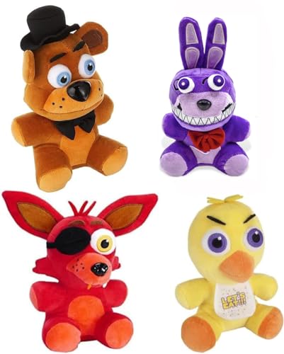 ABOYAPPO 4Pcs FANF Plushies Plush Figure Toys Sets, Phantom Foxy Plush, 5 Nights Freddy's Plushies Toys Stuffed Animals & Teddy Bears for Boy Girl Christmas Halloween Birthday Gift