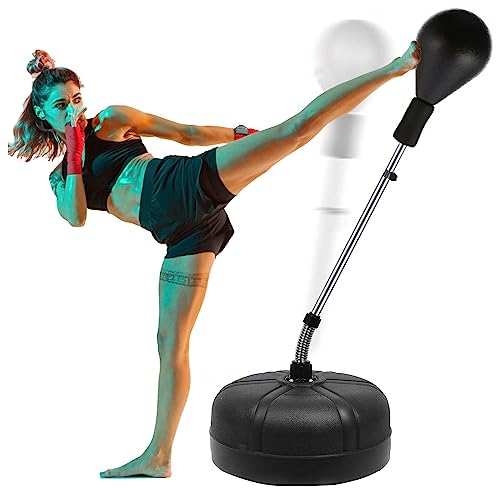 2023 New Upgrade Reflex Bag Reflex Punching Bag Free Standing Boxing Bag with Adjustable Height Free Standing Strong Durable Spring Withstands Tough Hits for Adults & Teenagers