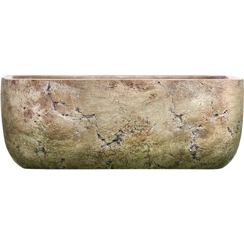 Classic Home and Garden Cement Indoor Outdoor Planter with Drainage Hole, Dakota Trough Planter, Earth Moss Gray, Large, 8in