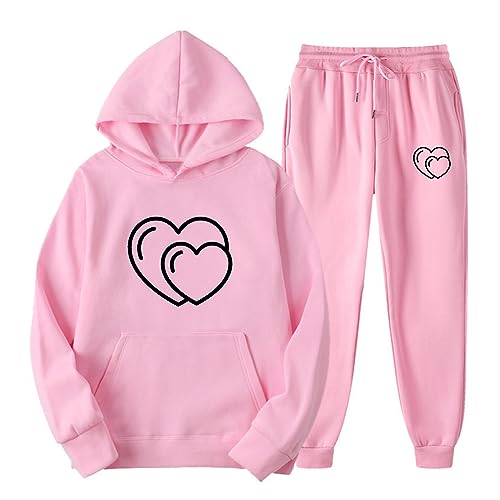 MINzYI Clearance+items Two Piece Sets for Women Long Sleeve Graphics Hoodie Sweatshirts and Pants Sweatsuit Outfits Outdoor Comfy Lounge Set