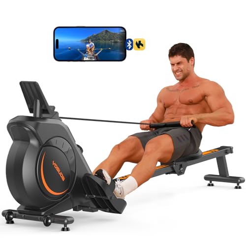 YOSUDA Magnetic Rowing Machine 350 LB Weight Capacity - Foldable Rower for Home Use with LCD Monitor, Tablet Holder and Comfortable Seat Cushion